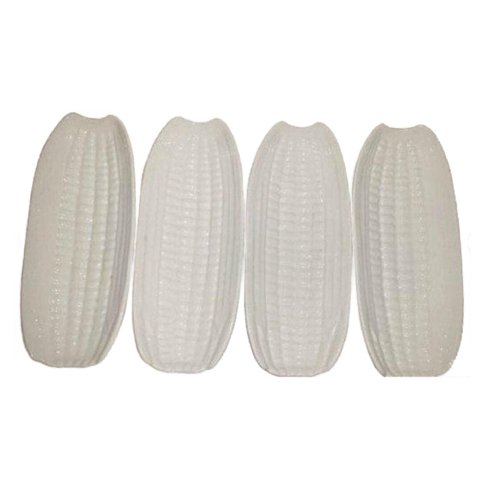 Vintage White Pottery Corn Holder Trays, Set of 4